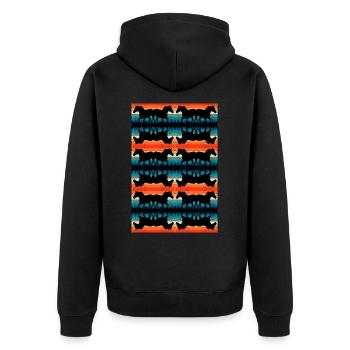 Muster Pferd Silhouette Sonnenuntergang - Unisex Premium Bio Zip Hoodie - Schwarz - Hinten - Nico (187cm)