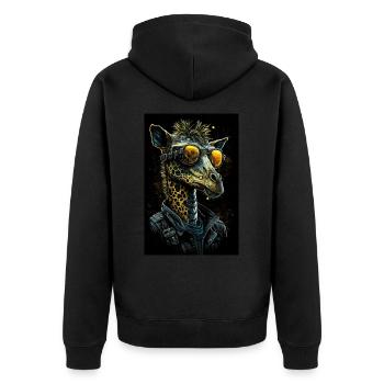 Cool Punk Giraffe - Unisex Premium Organic Zip Hoodie - black - Back - Nico (187cm)