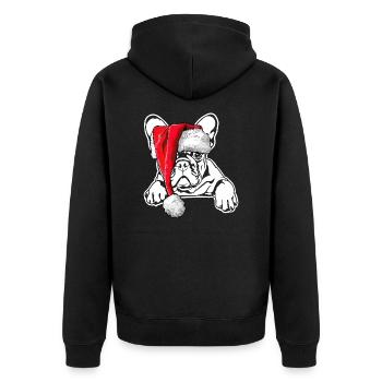 Signes de Noël du Père Noël bouledogue français - Veste à capuche bio Premium Unisexe - noir - Dos - Nico (187cm)