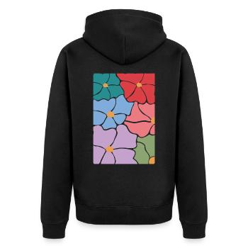 Boho Flora Blumen - Unisex Premium Bio Zip Hoodie - Schwarz - Hinten - Nico (187cm)