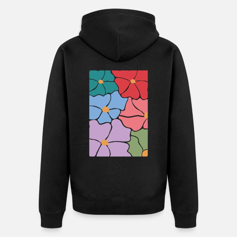 Fleurs de flore bohème - Veste à capuche bio Premium Unisexe - noir