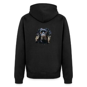Hund - Unisex Premium Bio Zip Hoodie - Schwarz - Hinten - Nico (187cm)