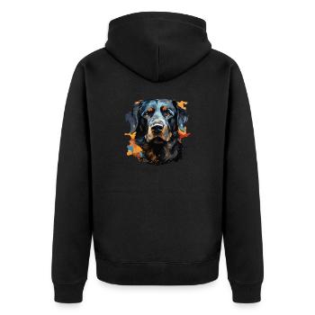 Hund - Unisex Premium Bio Zip Hoodie - Schwarz - Hinten - Nico (187cm)