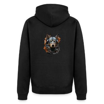 Hund - Unisex Premium Bio Zip Hoodie - Schwarz - Hinten - Nico (187cm)