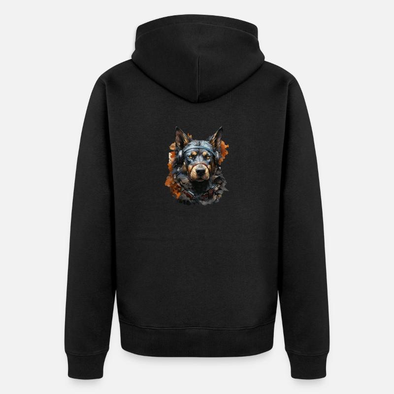 Hund - Unisex Premium Bio Zip Hoodie - Schwarz