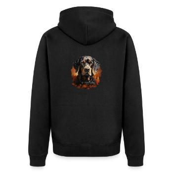 Hund - Unisex Premium Bio Zip Hoodie - Schwarz - Hinten - Nico (187cm)