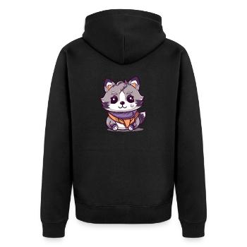 Raton laveur - Style Kawaii - Veste à capuche bio Premium Unisexe - noir - Dos - Nico (187cm)