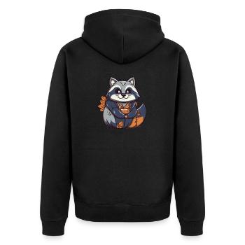 Raton laveur - Style Kawaii - Veste à capuche bio Premium Unisexe - noir - Dos - Nico (187cm)