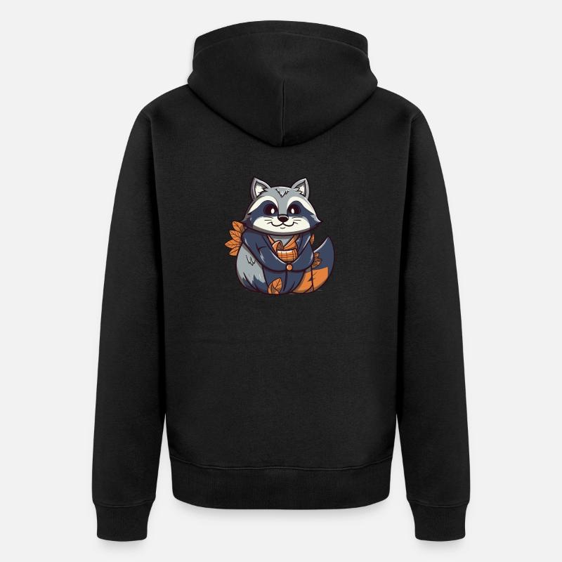 Raton laveur - Style Kawaii - Veste à capuche bio Premium Unisexe - noir