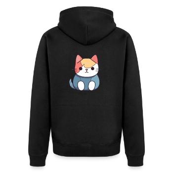 Katze - Kawaii Style - Unisex Premium Bio Zip Hoodie - Schwarz - Hinten - Nico (187cm)