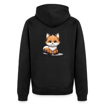 Fuchs - Kawaii Style - Unisex Premium Bio Zip Hoodie - Schwarz - Hinten - Nico (187cm)