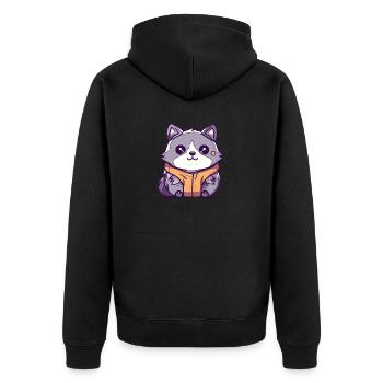 Raton laveur - Style Kawaii - Veste à capuche bio Premium Unisexe - noir - Dos - Nico (187cm)