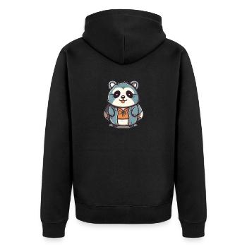 Raton laveur - Style Kawaii - Veste à capuche bio Premium Unisexe - noir - Dos - Nico (187cm)