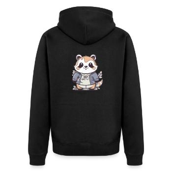 Raton laveur - Style Kawaii - Veste à capuche bio Premium Unisexe - noir - Dos - Nico (187cm)