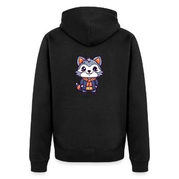 Raton laveur - Style Kawaii - Veste à capuche bio Premium Unisexe - noir - Dos - Nico (187cm)