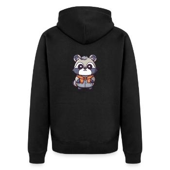 Raton laveur - Style Kawaii - Veste à capuche bio Premium Unisexe - noir - Dos - Nico (187cm)