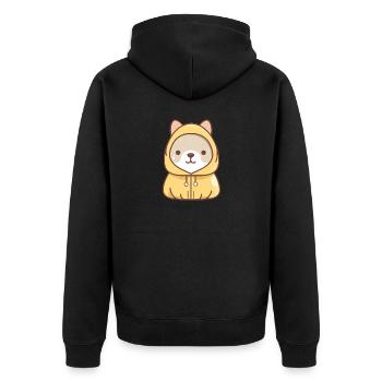 Hund - Kawaii Style - Unisex Premium Bio Zip Hoodie - Schwarz - Hinten - Nico (187cm)