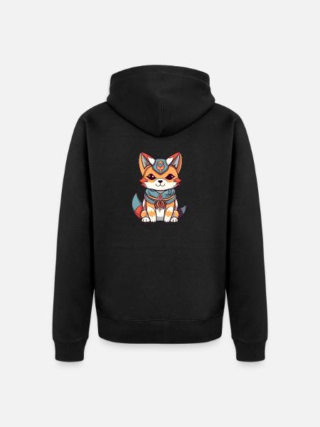 Fox - Kawaii Style - Unisex Premium Organic Zip Hoodie - black