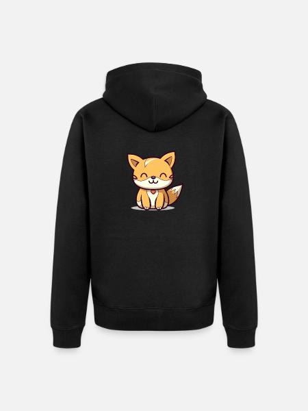 Fuchs - Kawaii Style - Unisex Premium Bio Zip Hoodie - Schwarz