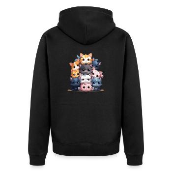 Katze - Kawaii Style - Unisex Premium Bio Zip Hoodie - Schwarz - Hinten - Nico (187cm)