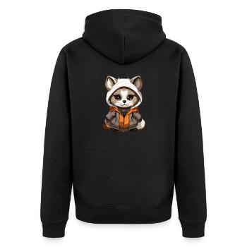 Raton laveur - Style Kawaii - Veste à capuche bio Premium Unisexe - noir - Dos - Nico (187cm)