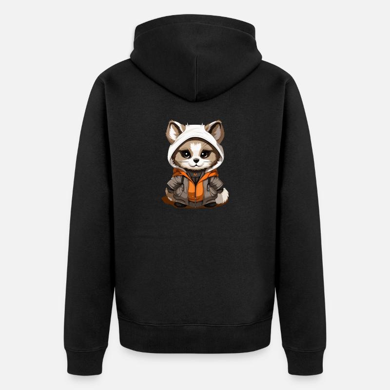 Raton laveur - Style Kawaii - Veste à capuche bio Premium Unisexe - noir