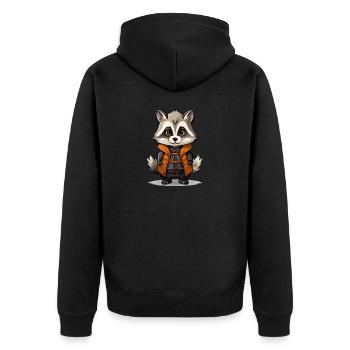 Raton laveur - Style Kawaii - Veste à capuche bio Premium Unisexe - noir - Dos - Nico (187cm)
