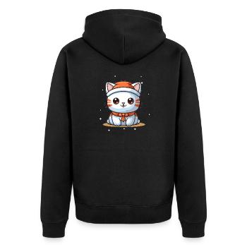 Design de Noël de chat - Style Kawaii - Veste à capuche bio Premium Unisexe - noir - Dos - Nico (187cm)