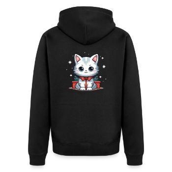 Design de Noël de chat - Style Kawaii - Veste à capuche bio Premium Unisexe - noir - Dos - Nico (187cm)