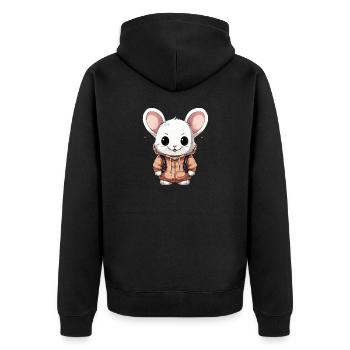 Mouse - Kawaii Style - Unisex Premium Organic Zip Hoodie - black - Back - Nico (187cm)