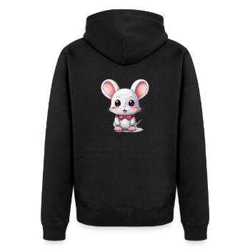 Maus - Kawaii Style - Unisex Premium Bio Zip Hoodie - Schwarz - Hinten - Nico (187cm)