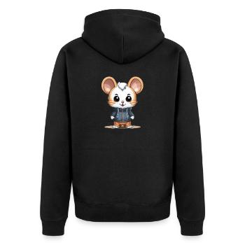 Mouse - Kawaii Style - Unisex Premium Organic Zip Hoodie - black - Back - Nico (187cm)