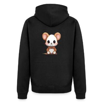Mouse - Kawaii Style - Unisex Premium Organic Zip Hoodie - black - Back - Nico (187cm)