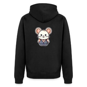 Mouse - Kawaii Style - Unisex Premium Organic Zip Hoodie - black - Back - Nico (187cm)