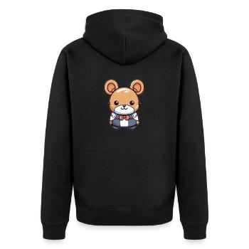 Maus - Kawaii Style - Unisex Premium Bio Zip Hoodie - Schwarz - Hinten - Nico (187cm)