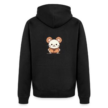 Maus - Kawaii Style - Unisex Premium Bio Zip Hoodie - Schwarz - Hinten - Nico (187cm)