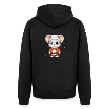 Souris Noël Design - Style Kawaii - Veste à capuche bio Premium Unisexe - noir - Dos - Nico (187cm)