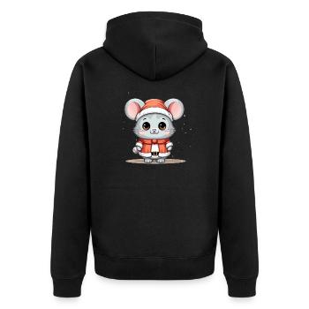Souris Noël Design - Style Kawaii - Veste à capuche bio Premium Unisexe - noir - Dos - Nico (187cm)