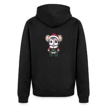 Souris Noël Design - Style Kawaii - Veste à capuche bio Premium Unisexe - noir - Dos - Nico (187cm)