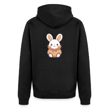 Hase - Kawaii Style - Unisex Premium Bio Zip Hoodie - Schwarz - Hinten - Nico (187cm)