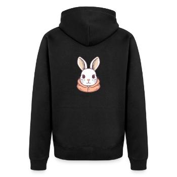 Hase - Kawaii Style - Unisex Premium Bio Zip Hoodie - Schwarz - Hinten - Nico (187cm)