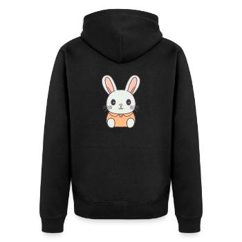 Hase - Kawaii Style - Unisex Premium Bio Zip Hoodie - Schwarz - Hinten - Nico (187cm)