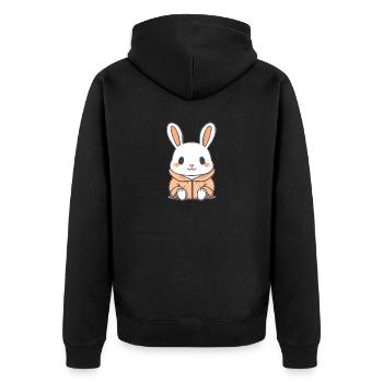 Lapin - Style Kawaii - Veste à capuche bio Premium Unisexe - noir - Dos - Nico (187cm)