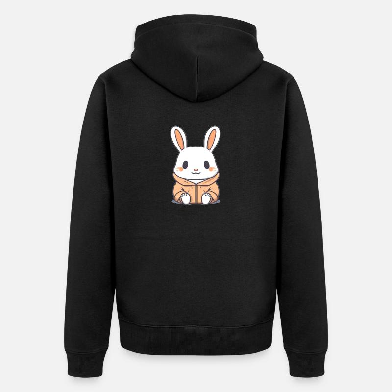 Lapin - Style Kawaii - Veste à capuche bio Premium Unisexe - noir