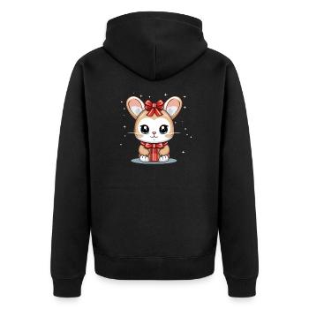 Design de Noël lapin - Style Kawaii - Veste à capuche bio Premium Unisexe - noir - Dos - Nico (187cm)