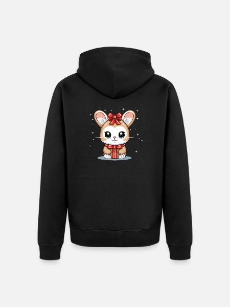 Bunny Christmas Design - Kawaii Style - Unisex Premium Organic Zip Hoodie - black
