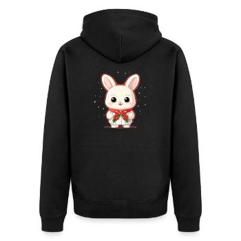 Design de Noël lapin - Style Kawaii - Veste à capuche bio Premium Unisexe - noir - Dos - Nico (187cm)