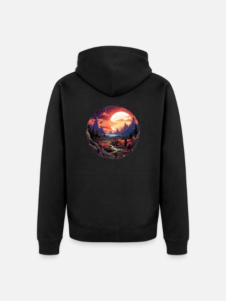 Paisaje - Ilustración - Chaqueta con capucha prémium ecológica unisex - negro