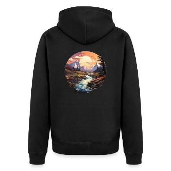 Paysage - Illustration - Veste à capuche bio Premium Unisexe - noir - Dos - Nico (187cm)