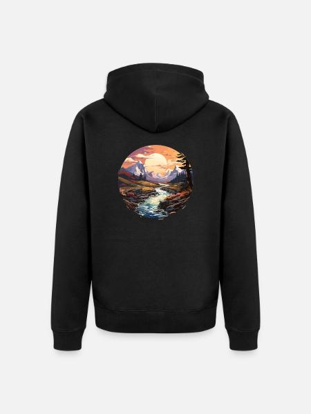 Landschaft - Illustration - Unisex Premium Bio Zip Hoodie - Schwarz